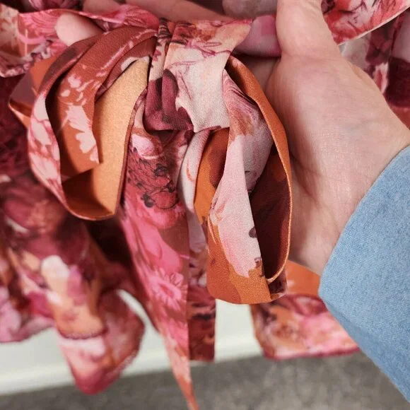 NWT BHLDN Camila Long Sleeve Chiffon Mini Dress Pink Medium - Picture 13 of 16